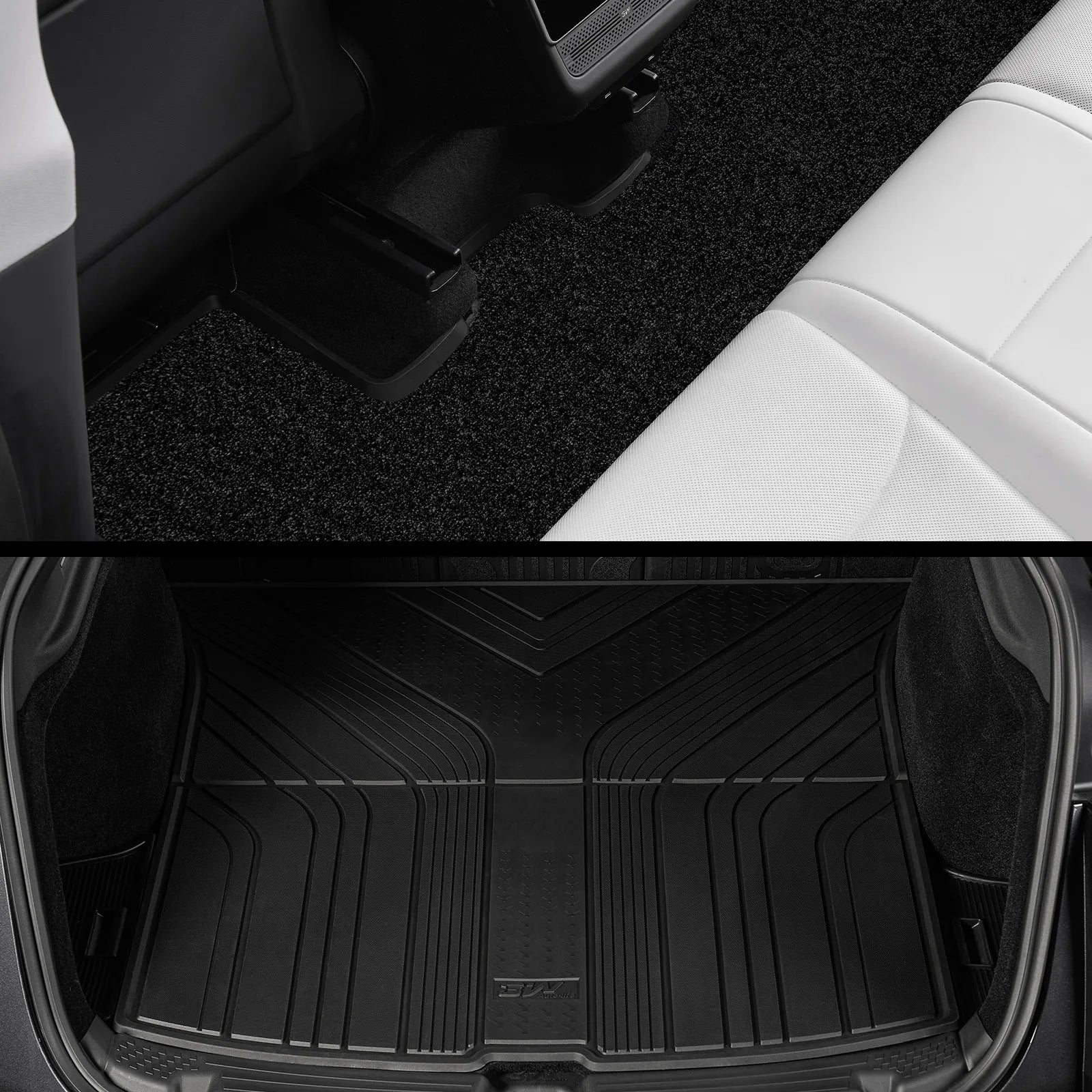 3W Tesla Model Y Standard Floor Mats, 7PCS with Double Layered Carpets，Floor Mats，Trunk Mats，Back Seat Protector，Mental Pedal, 2025 2026 Model Y Standard Acecessories, TPE All Weather Waterproof Custom Fit Automotive Liners and Truck Car Liners