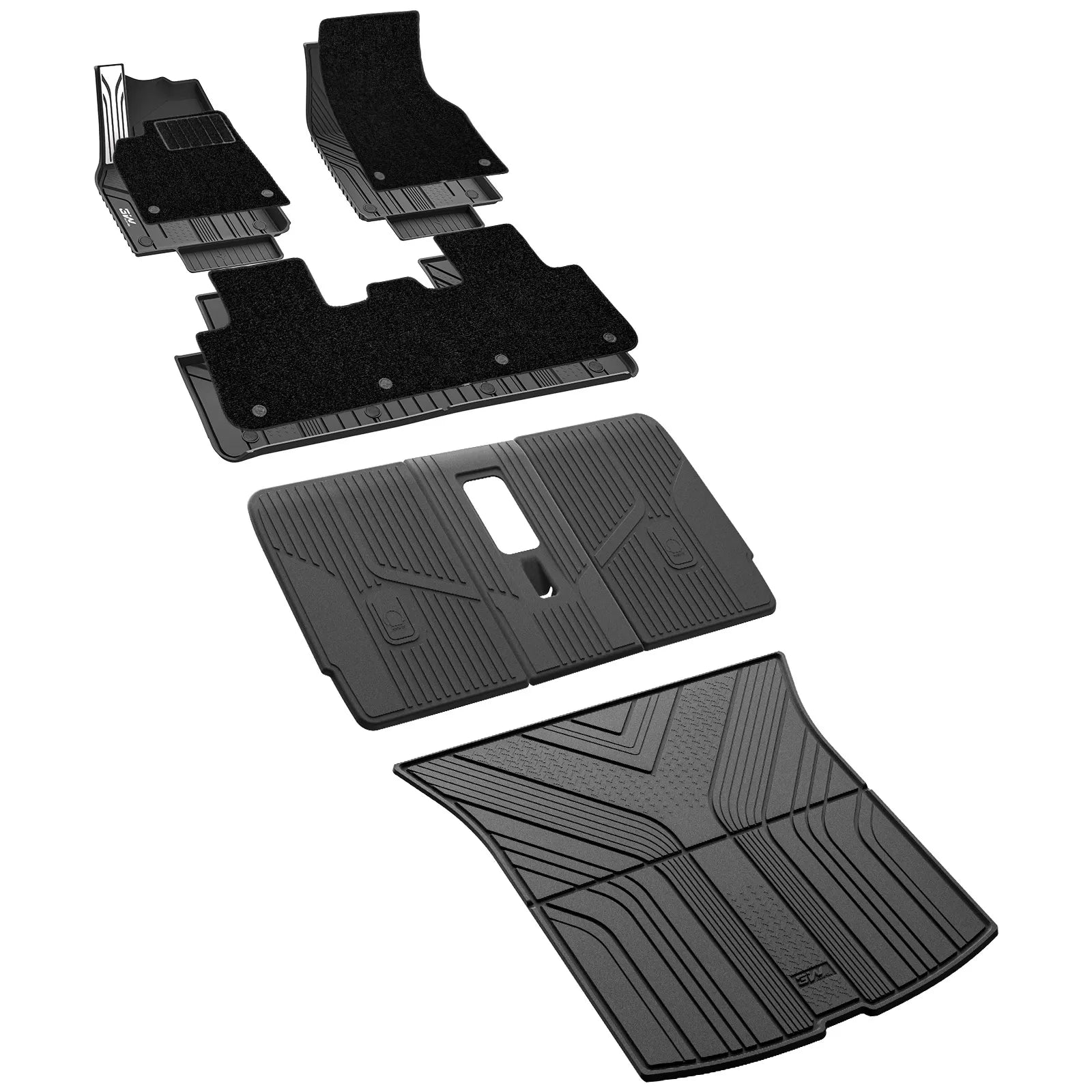 3W Tesla Model Y Standard Floor Mats, 7PCS with Double Layered Carpets，Floor Mats，Trunk Mats，Back Seat Protector，Mental Pedal, 2025 2026 Model Y Standard Acecessories, TPE All Weather Waterproof Custom Fit Automotive Liners and Truck Car Liners