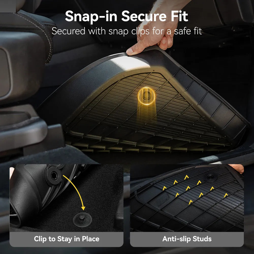 3W Tesla Model Y Standard Floor Mats, 7PCS with Double Layered Carpets，Floor Mats，Trunk Mats，Back Seat Protector，Mental Pedal, 2025 2026 Model Y Standard Acecessories, TPE All Weather Waterproof Custom Fit Automotive Liners and Truck Car Liners