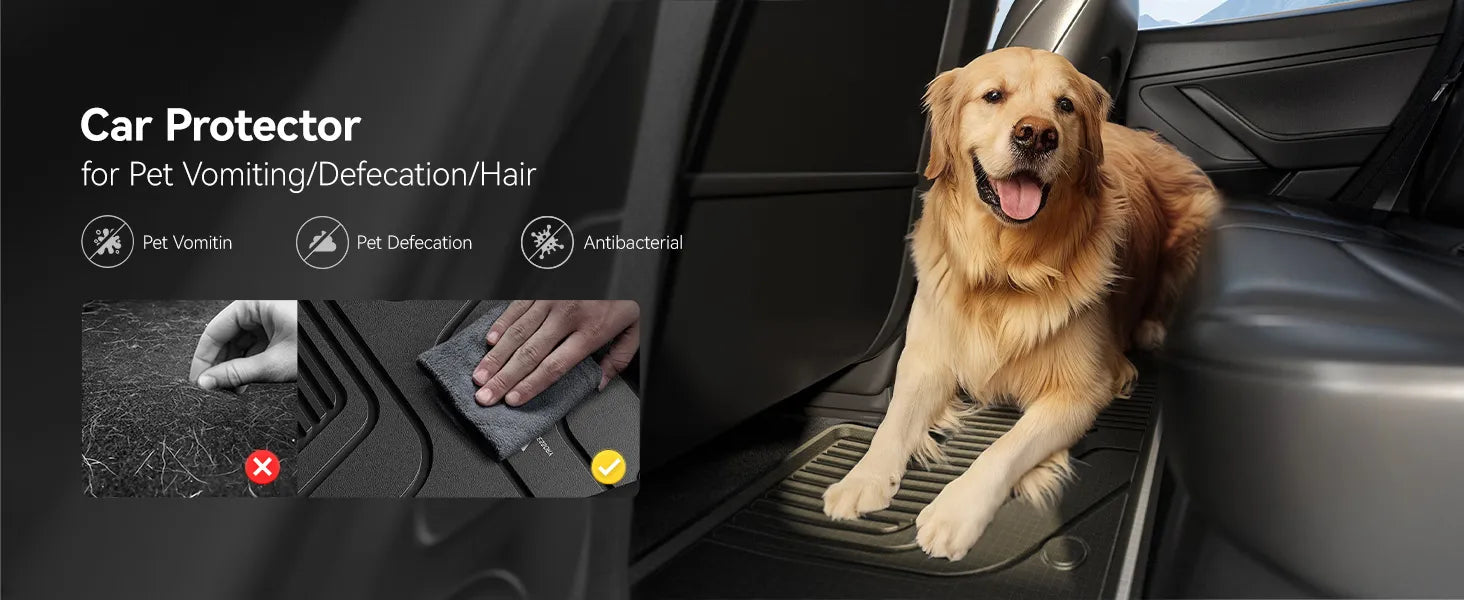 3W Tesla Model Y Standard Floor Mats, 7PCS with Double Layered Carpets，Floor Mats，Trunk Mats，Back Seat Protector，Mental Pedal, 2025 2026 Model Y Standard Acecessories, TPE All Weather Waterproof Custom Fit Automotive Liners and Truck Car Liners