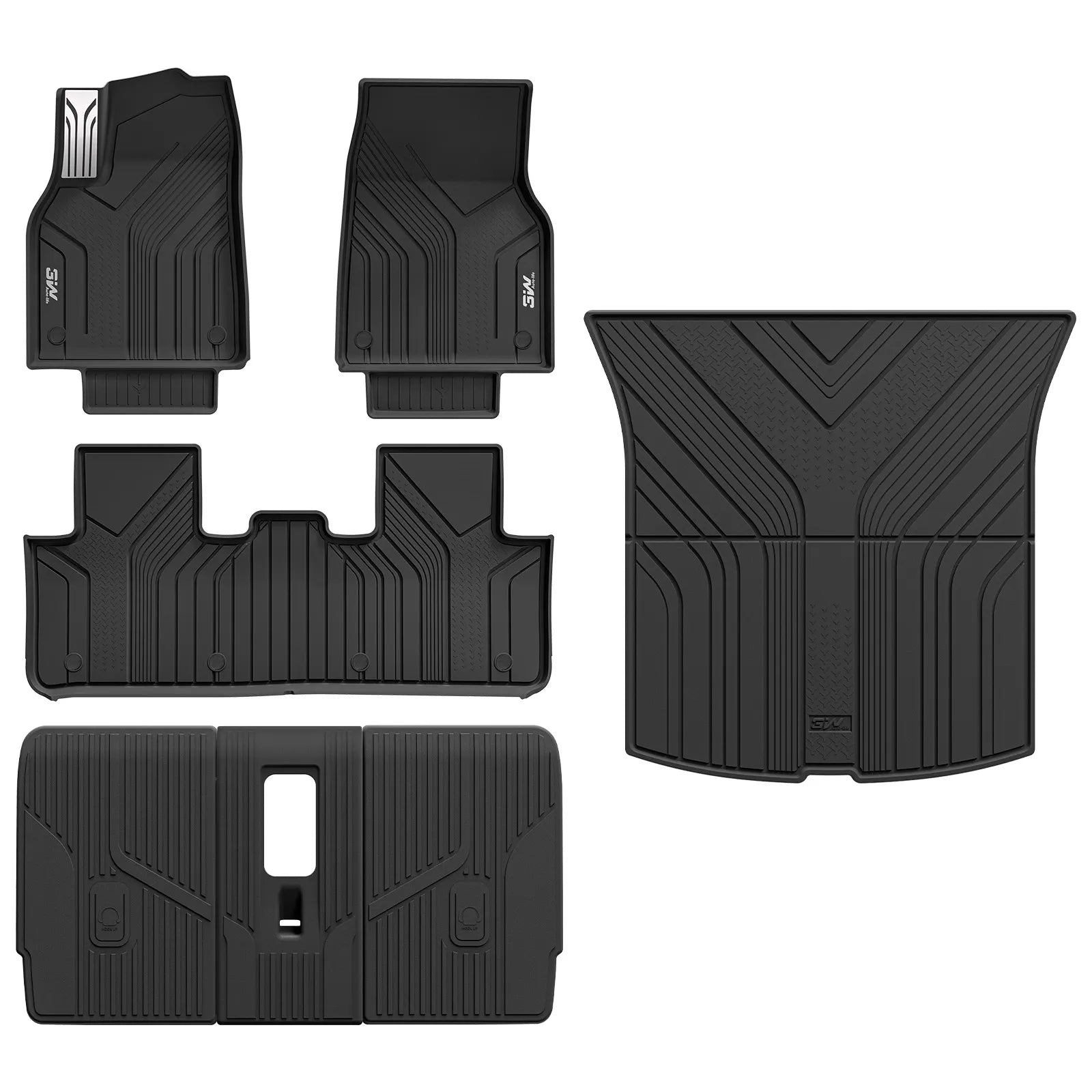 3W Tesla Model Y Standard Floor Mats, 7PCS with Floor Mats，Trunk Mats，Back Seat Protector，Mental Pedal, 2025 2026 Model Y Standard Acecessories, TPE All Weather Waterproof Custom Fit Automotive Liners and Truck Car Liners