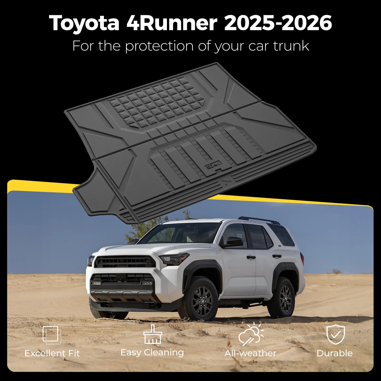 Floor Mats/ Cargo Liner/ Seat Back Protector Full Set for Toyota 4Runner 2025-2026 Gas Models & 5-Seat Only TPE Car Mats All Weather Protection Custom Fit Easy Clean Durable