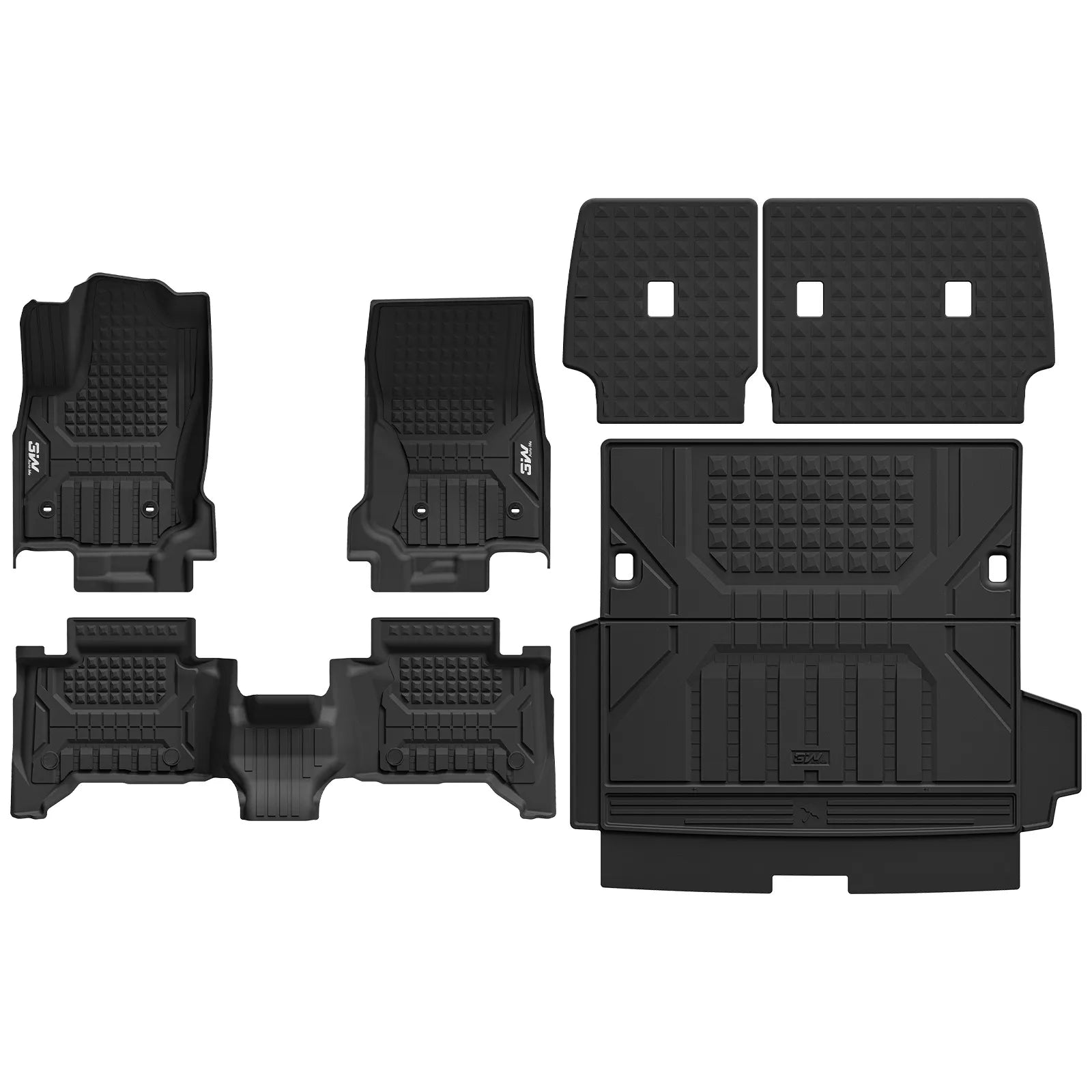 3W Floor Mats for Toyota 4Runner 2025 2026 5 Seats(Only fit Hybrid), All Weather TPE Custom Fit Floor Liner & Trunk Mat & 2nd Row Under Seat Mat & Backrest Mat for 4 Runner Full Set