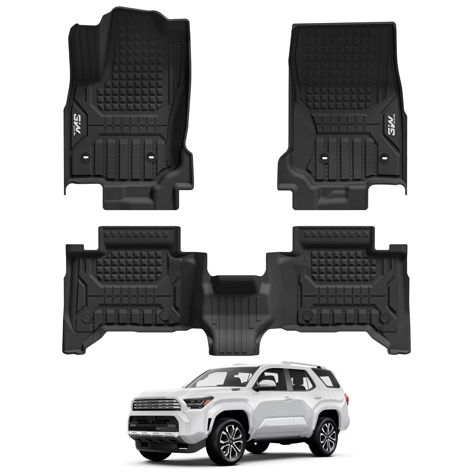 3W Cuatom Floor Mats Fit for Toyota 4Runner 2025-2026 Hybrid  Models & 5-Seat Only TPE Car Mats   All-Weather Protection