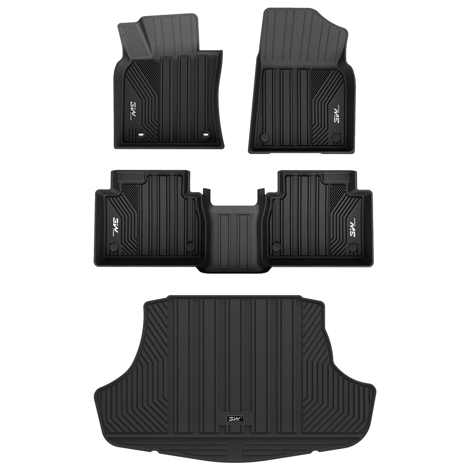 3W Toyota Camry 2018-2024 FWD (Not for Hybrid or AWD) Custom Floor Mats Thorex™ All-Weather Protection - 3Wliners