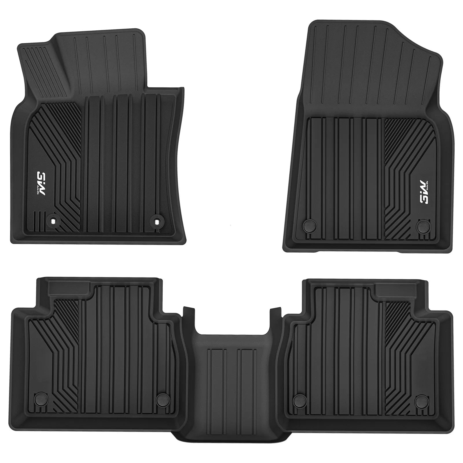 3W Floor Mats Fit Toyota Camry 2018-2024 FWD Only (Not for Hybrid or AWD), TPE All Weather Custom Fit Floor Liner, 1st and 2nd Row, Black