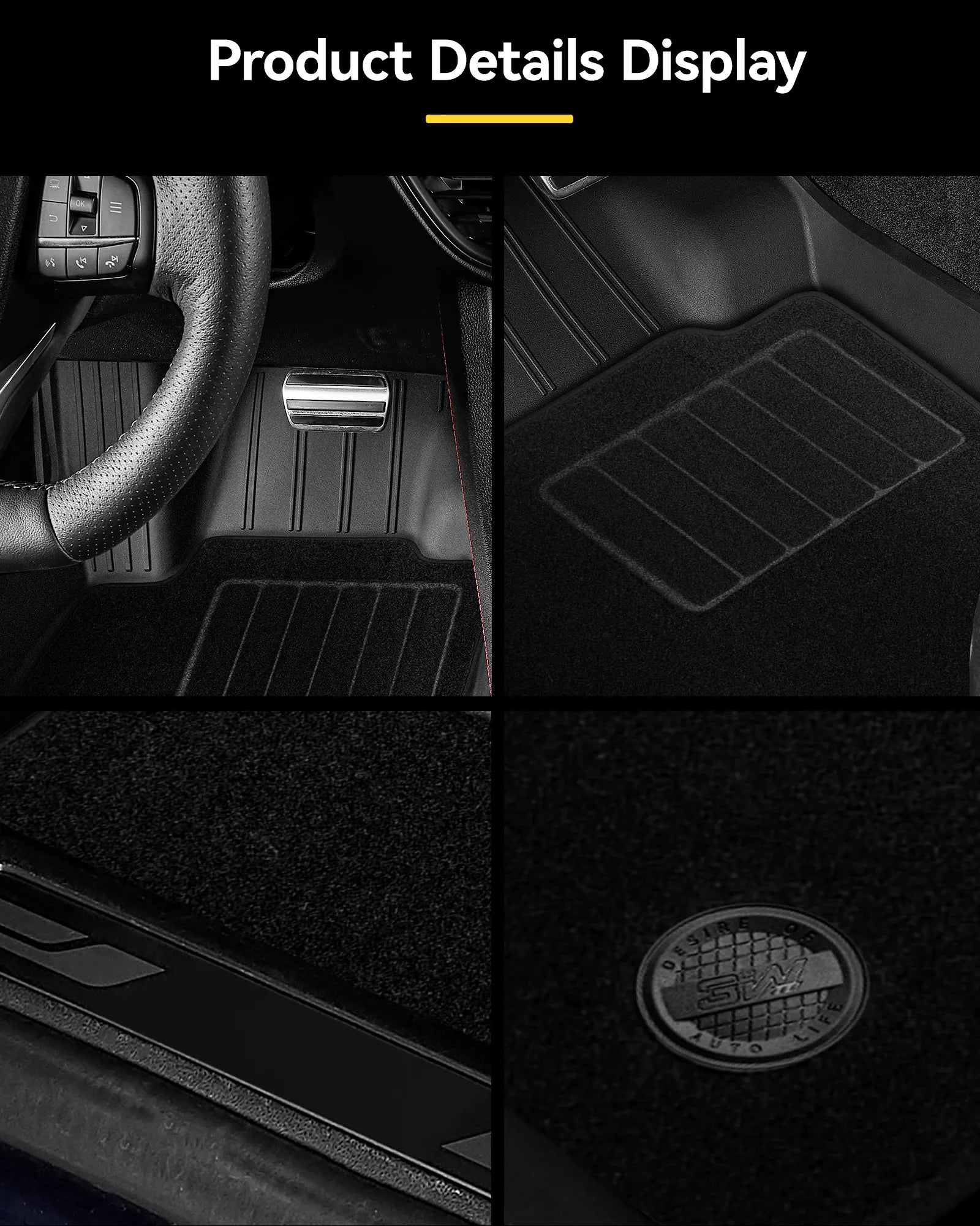 3W Floor Mats with Front Carpet Compatible for Toyota Sienna 2021-2026 7 Seat, TPE All Weather Custom Fit Floor Liner for Toyota Sienna 1st, 2nd and 3rd Row, Black Car Accessories