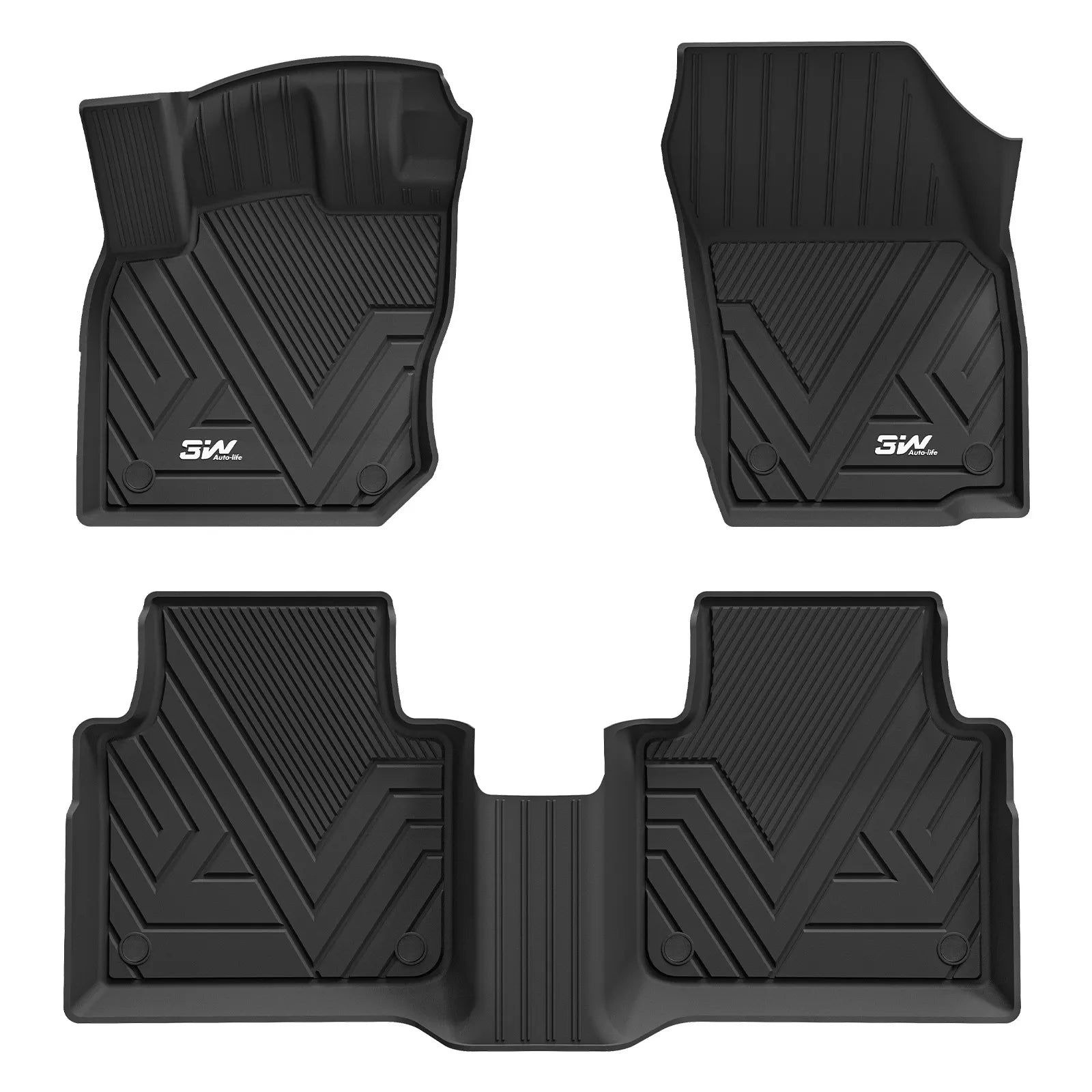 3W Floor Mats for Volkswagen Tiguan 2025 2026, All-Weather Protection TPE Car Mats 2 Rows VW Tiguan Accessories, Black