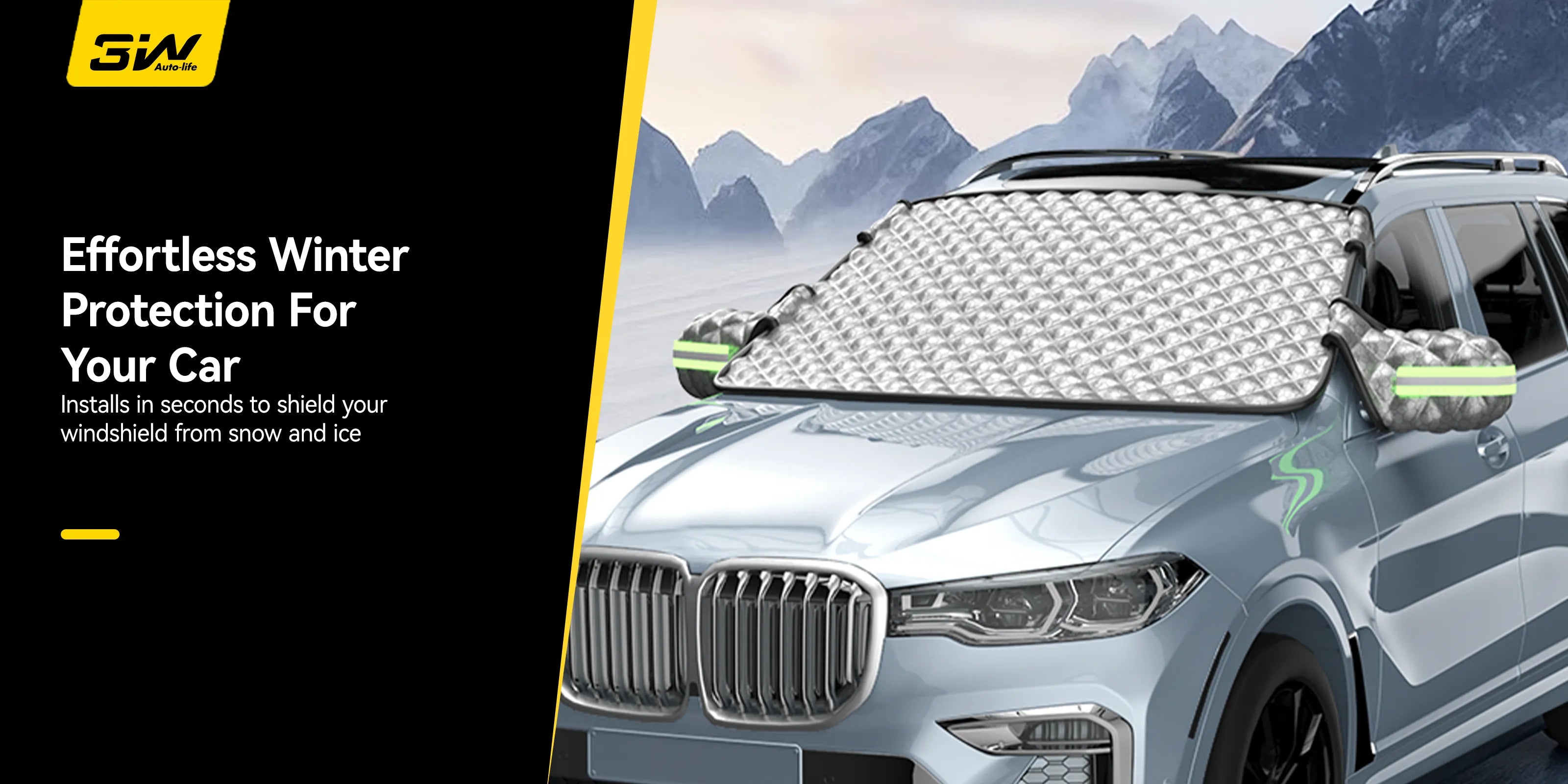 3W Windshield Cover for Ice and Snow  Universal Fit for Car, SUV, Truck and Van,Graphene-Insulated,Triple-Layer Warmth, Universal Fit, UV Protection Car Accesories