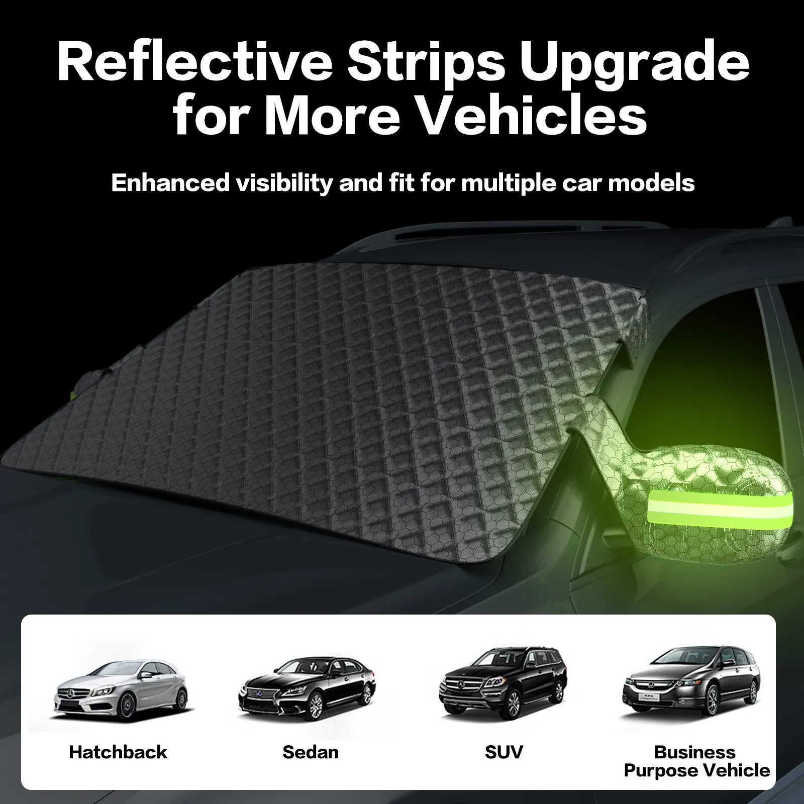 3W Windshield Cover for Ice and Snow  Universal Fit for Car, SUV, Truck and Van,Graphene-Insulated,Triple-Layer Warmth, Universal Fit, UV Protection Car Accesories