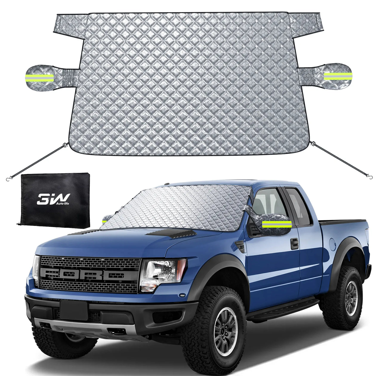 3W Windshield Cover for Ice and Snow Universal Fit for Pickup Truck/Full Size SUV/Station Wagon Car Accessories