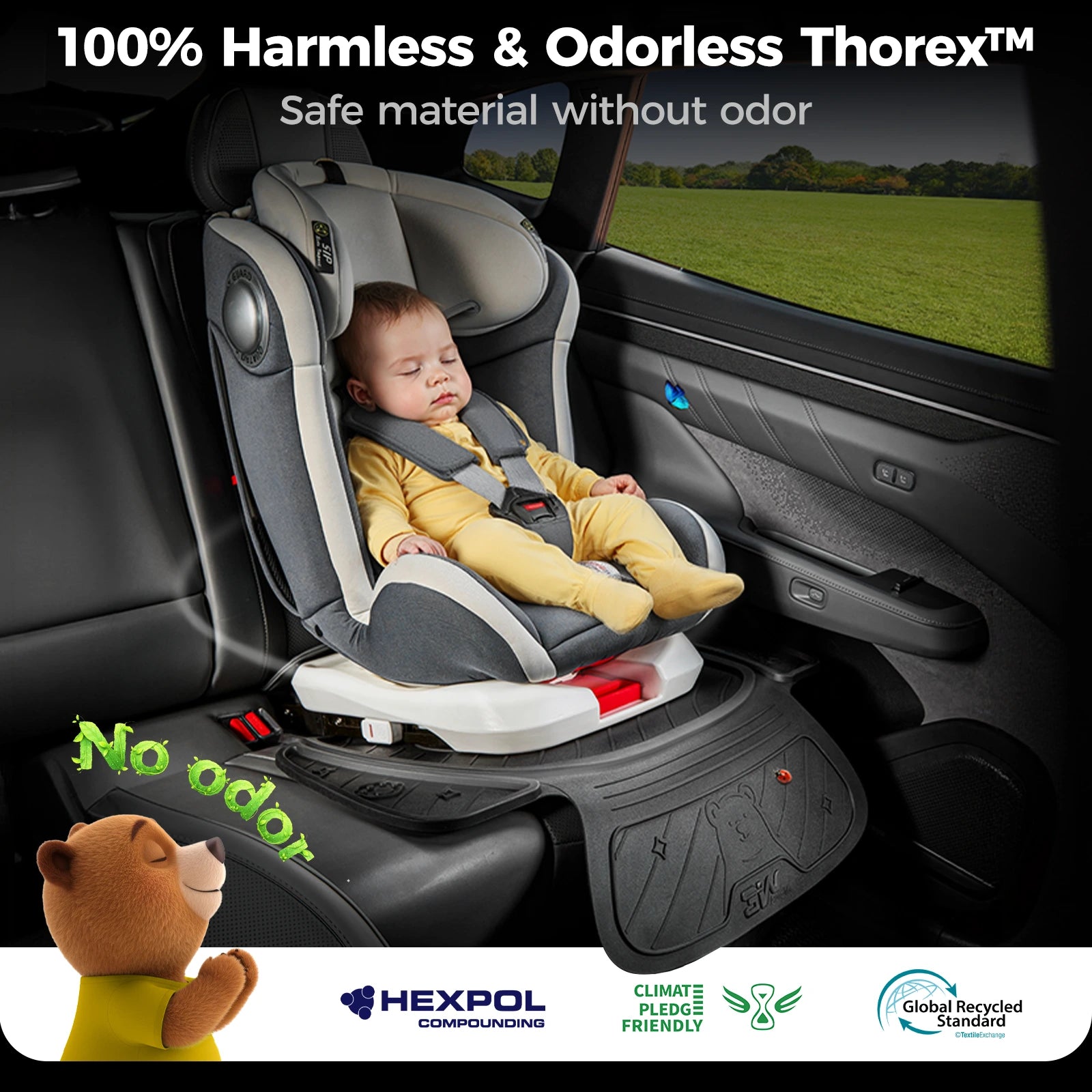 3W Car Seat Protector for Baby Car Seat Fits All Car Models TPE Fabric Waterproof Durable