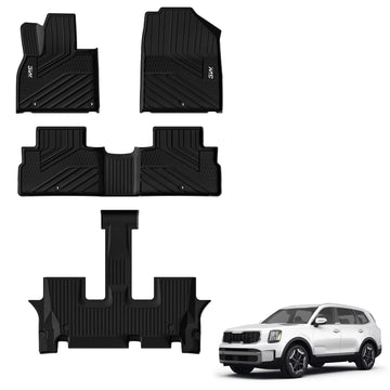 3W Kia Telluride 2020-2025 (Gas Models) Fits 7 & 8 Seat Custom Floor Mats& Cargo Liner Thorex™ All-Weather Protection