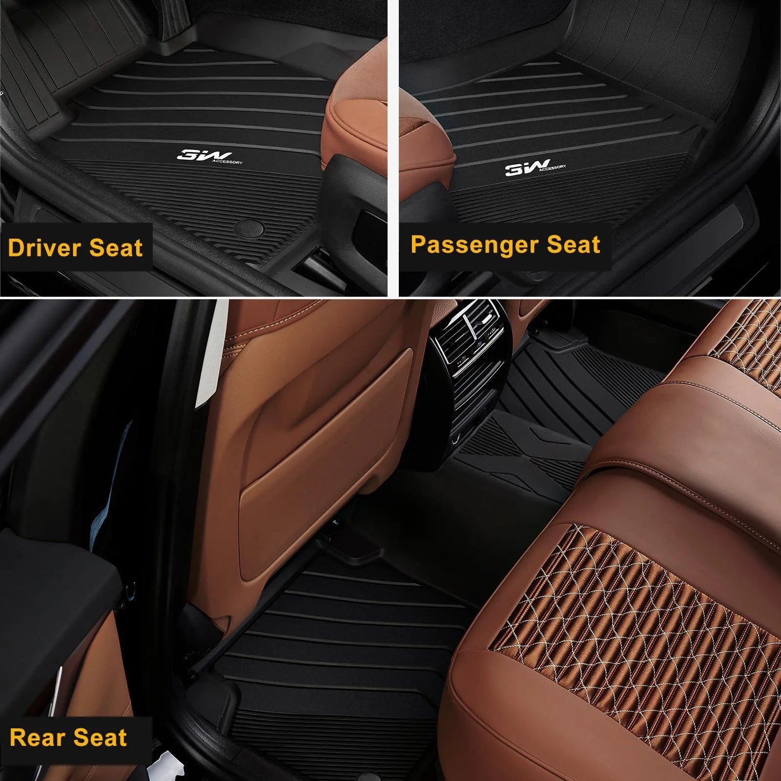 3W BMW 5 Series 20172023 G30 Custom Floor Mats Cargo Liner TPE