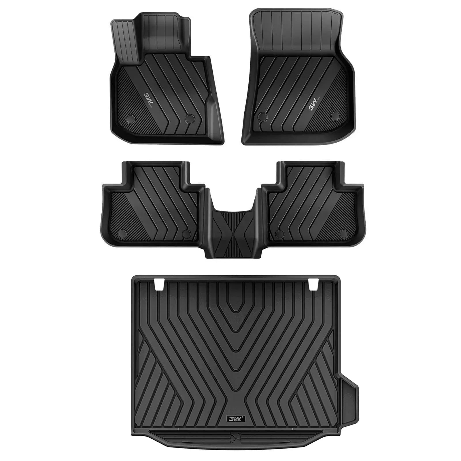 3W BMW X3 30i X3 M40i X3 30e X3 M 2018-2024 Floor Mats & Cargo Mats TPE Material & All-Weather Protection Vehicles & Parts 3Wliners 2018-2024 X3 2018-2024 1st&2nd Row+Trunk Mat