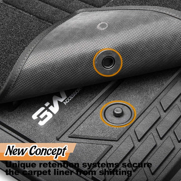 3W Custom Floor Mats 2019-2025 Chevy / Chevrolet Silverado 1500 2500 HD/3500HD Crew Cab TPE Material & All-Weather Protection
