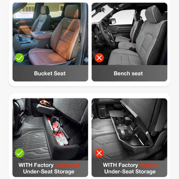 3W Custom Floor Mats 2019-2025 Chevy / Chevrolet Silverado 1500 2500 HD/3500HD Crew Cab TPE Material & All-Weather Protection