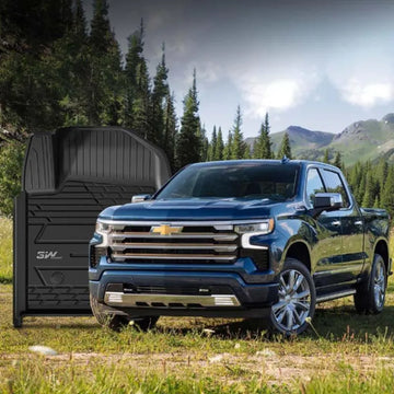 3W Custom Floor Mats 2019-2025 Chevy / Chevrolet Silverado 1500 2500 HD/3500HD Crew Cab TPE Material & All-Weather Protection