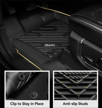 3W Custom Floor Mats Ford F250 F350 F450 F550 2017-2025 Super Duty CrewCab with Under Seat Storage All-Weather Protection (Bucket Seat & Carpet Floor, Not fit XLT)
