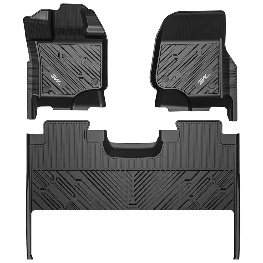 3W Ford F150 Custom Floor Mats F-150 Lightning SuperCrew Cab 2015-2024 TPE Material & All-Weather Protection Vehicles & Parts 3Wliners 2015-2024 F150 with Underseat Storage 1st&2nd Row Mats