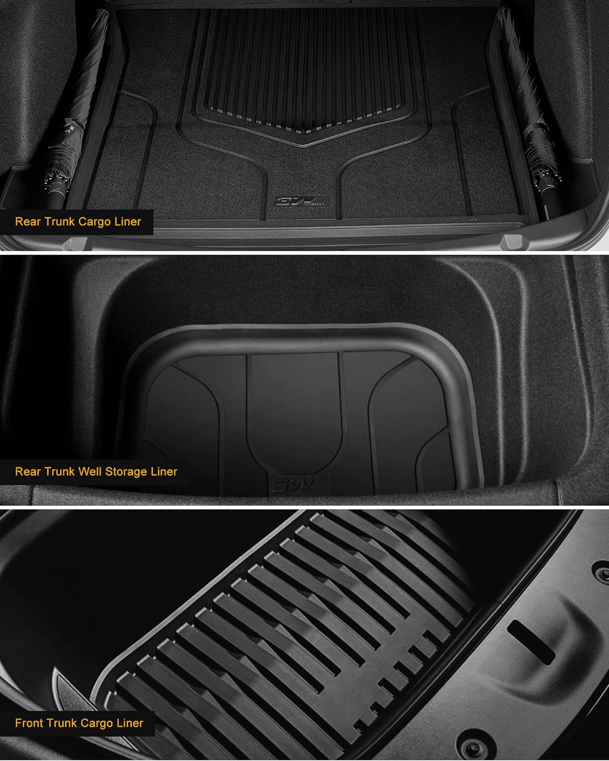 3W Tesla Model 3 2024 Highland New Generation Custom Floor Mats / Trunk Mats TPE Material & All-Weather Protection Vehicles & Parts 3Wliners   