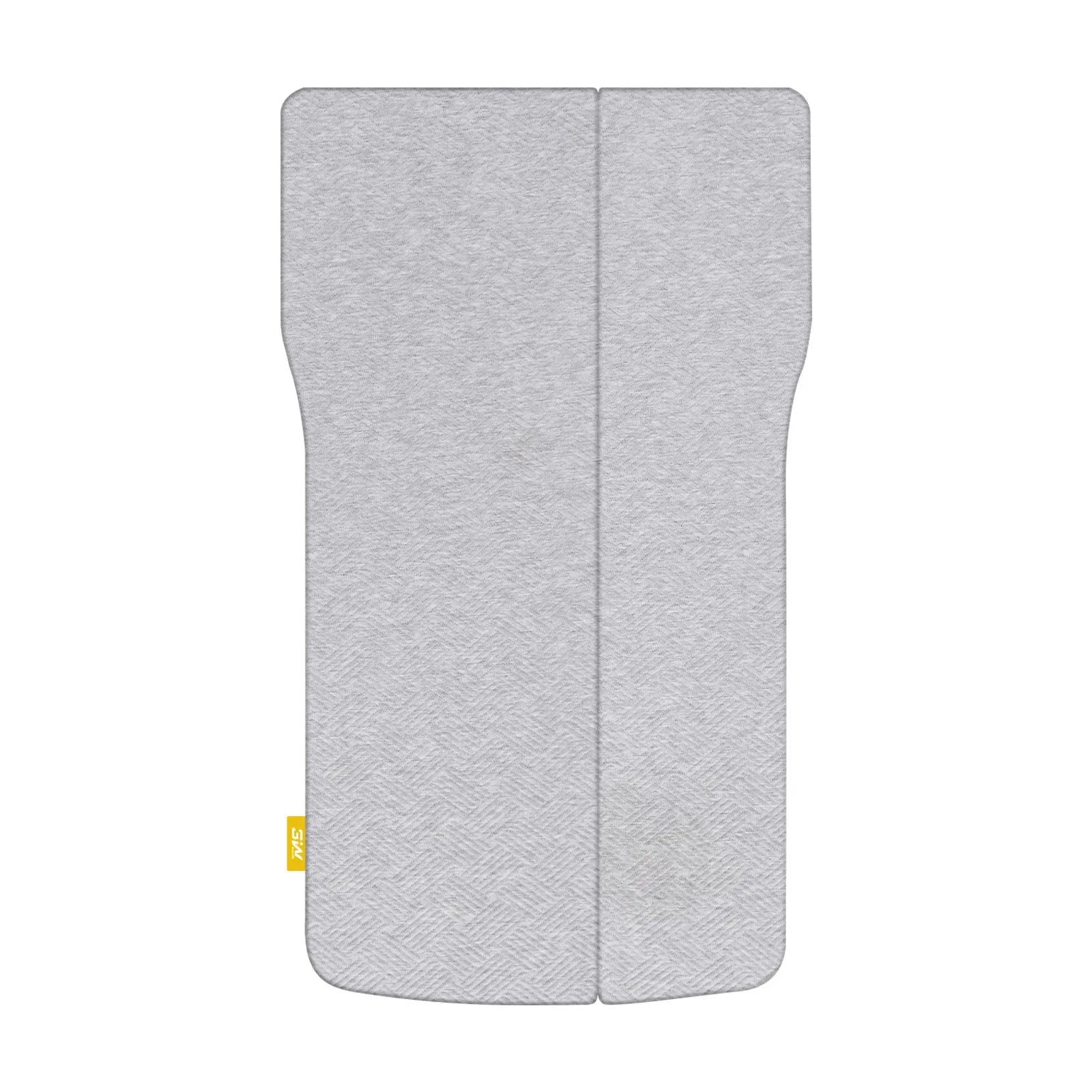 Top view of the 3W foldable gel memory foam car camping mattress in premium grey with a textured fabric surface, tailored for Tesla Model Y Juniper.