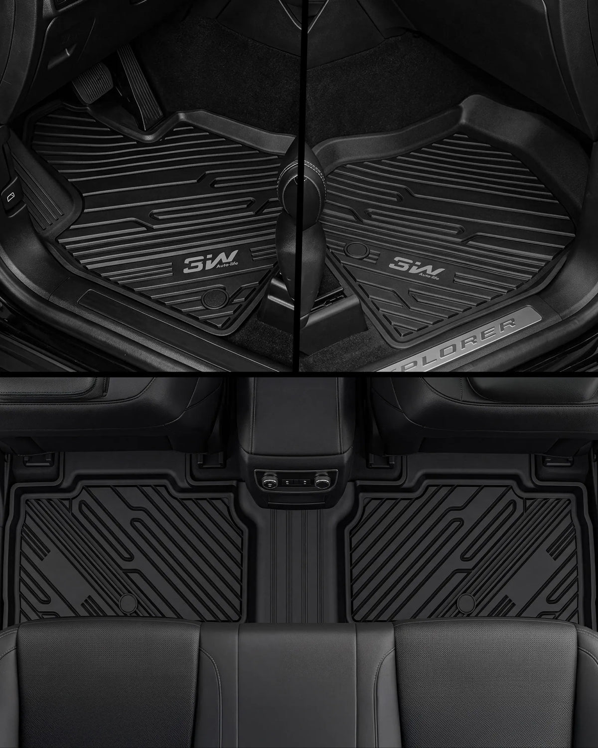 3W Ford Explorer 2020-2026 Floor Mats 7-Seat (Includes Hybrid) TPE Material & All-Weather Protection Vehicles & Parts 3Wliners