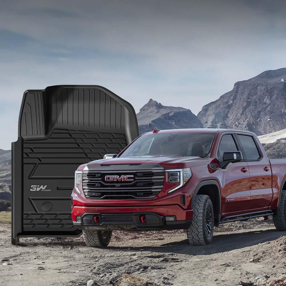 3W GMC Sierra Denali 1500 & 2020-2024 GMC Sierra 2500HD/3500HD Crew Cab Floor Mats TPE Material & All-Weather Protection Vehicles & Parts 3Wliners   