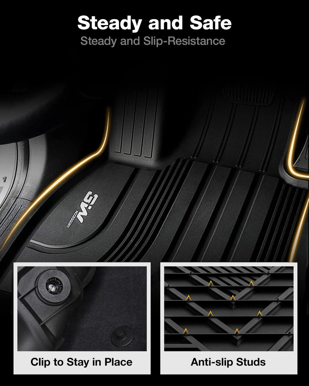 KYX All-Weather Floor Mats For Hyundai Elantra Hybrid 2021-2024 - TPE Liners Front & Back