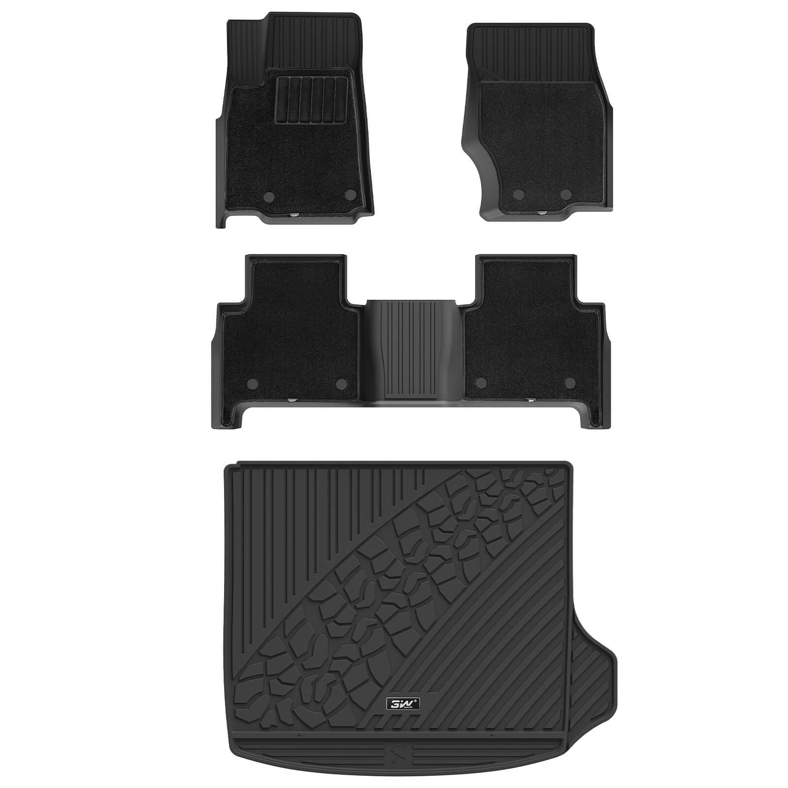3W Jeep Grand Cherokee 2022-2024 (Non L or WK) Custom Floor Mats / Trunk Mat TPE Material & All-Weather Protection Vehicles & Parts 3Wliners 2022-2024 Grand Cherokee 2022-2024 1st&2nd Row with Carpets+Trunk Mat