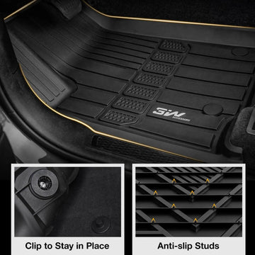 3W Jeep Grand Cherokee L 7 Seat 2021-2025 Custom Floor Mats Thorex™ All-Weather Protection
