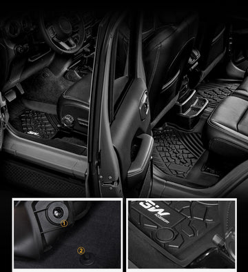 3W Jeep Wrangler JKU 2013-2018 Unlimited 4 Door Only Custom Floor Mats TPE Material & All-Weather Protection