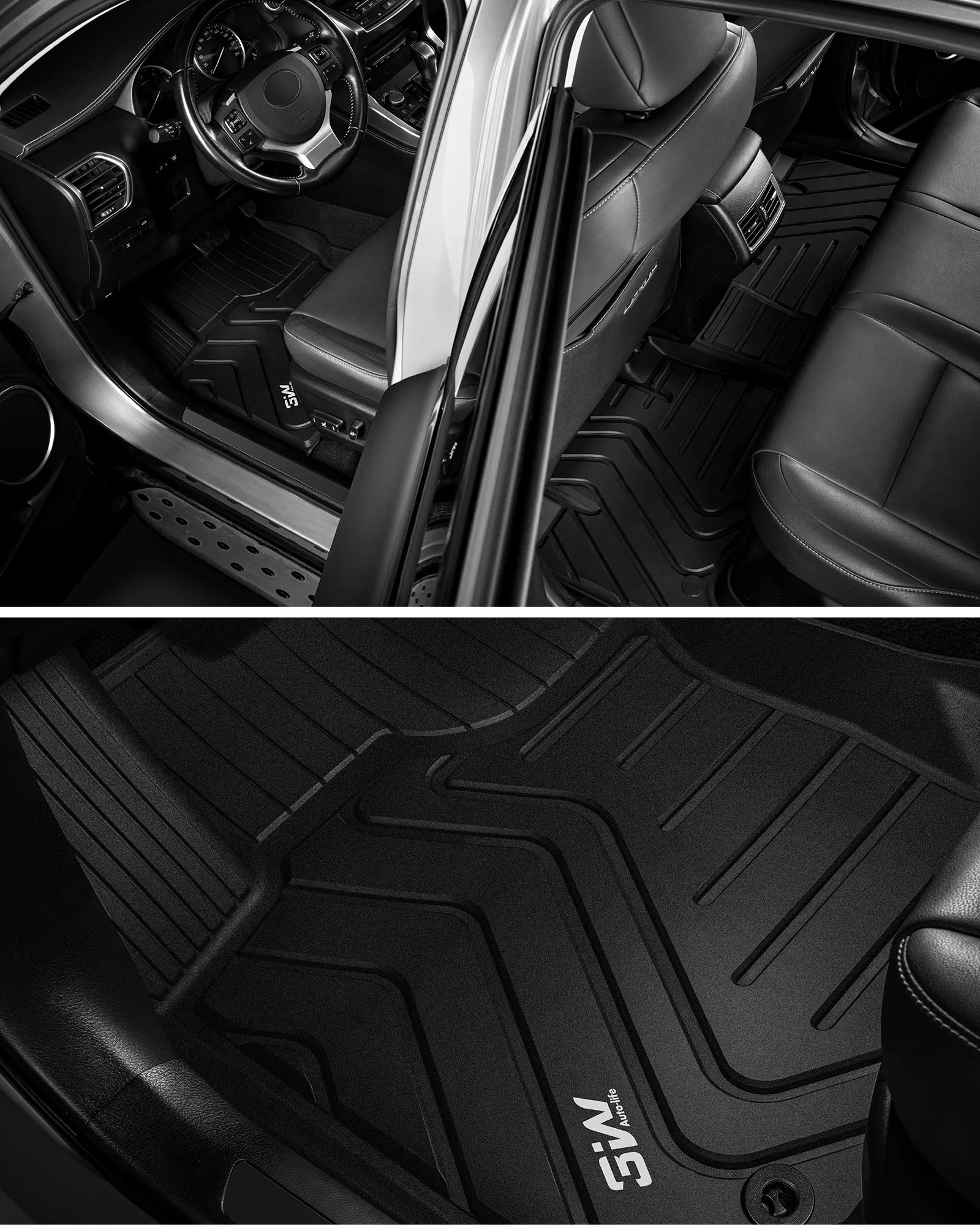 3W LEXUS NX 2015-2021 (NX200t/NX300/NX300h) Custom Floor Mats TPE Material & All-Weather Protection Vehicles & Parts 3Wliners 2015-2021 NX 2015-2021 1st&2nd Row Mats
