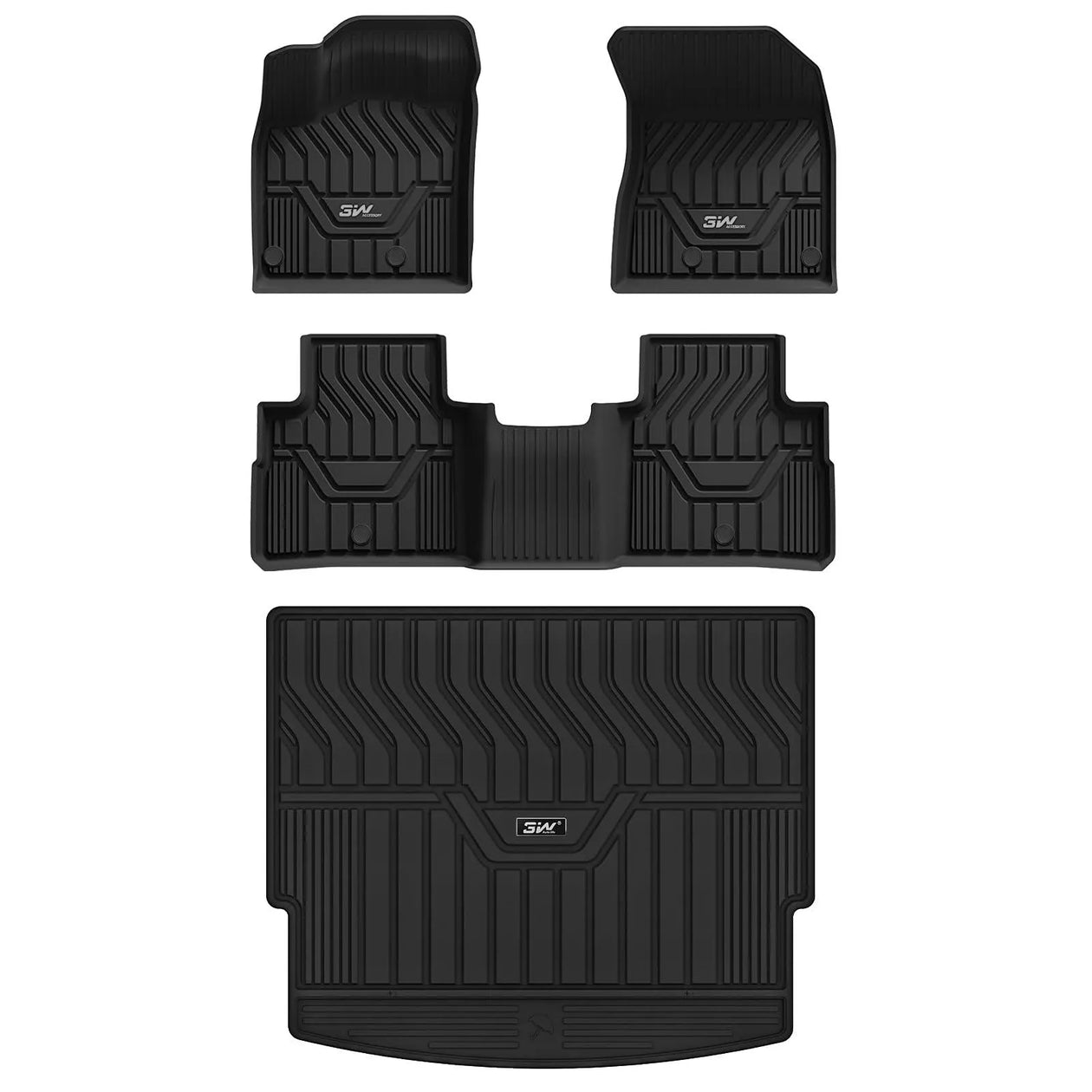 3W Nissan Rogue 2021-2025 (NOT for Sport) Custom Floor Mats TPE Material & All-Weather Protection Vehicles & Parts 3Wliners 2021-2025 Rogue 2021-2025 1st&2nd Rows + Trunk Mat