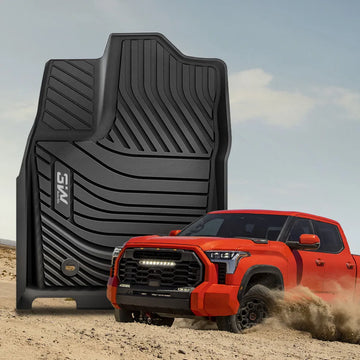 Floor Mats for 2014-2021 Toyota Tundra CrewMax Cab with Coverage Under 2nd Row Seat, All Weather Guard Full Set Liners