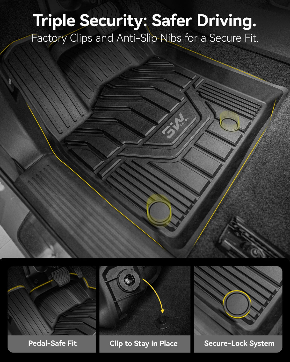 3W Nissan Rogue 2021-2027 (NOT for Sport) Custom Floor Mats TPE Material & All-Weather Protection Vehicles & Parts 3Wliners 2021-2025 Rogue 2021-2025 1st&2nd Rows + Trunk Mat