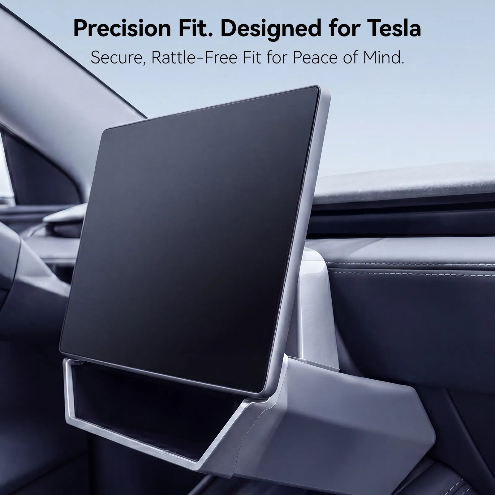 3W Custom Fit Magnetic Under Screen Storage Box and Center Console Organizer Tray installed in a Tesla Model Y Juniper 2025-2026 and Model 3 Highland 2024-2026