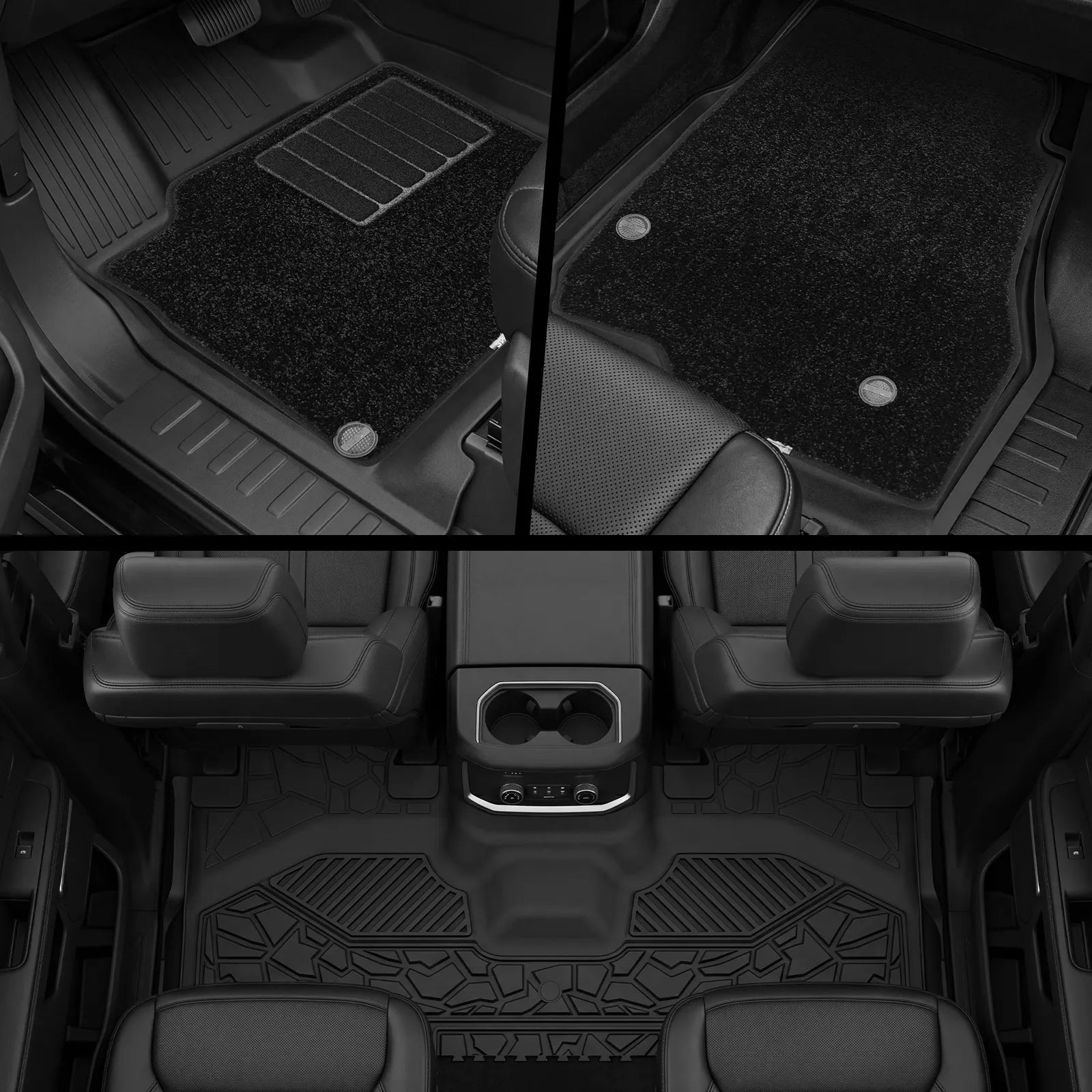 3W All-Weather Custom Fit Floor Mats for 2025-2026 Ford Expedition 7 Seats, Odorless TPE Heavy Duty Car Liners, Waterproof Anti-Slip Protection Full Set