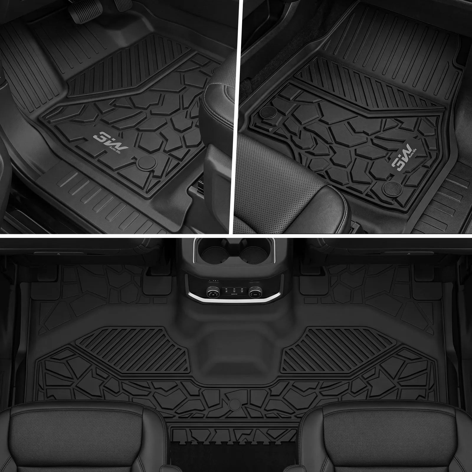 3W All-Weather Custom Fit Floor Mats for 2025-2026 Ford Expedition 7 Seats, Odorless TPE Heavy Duty Car Liners, Waterproof Anti-Slip Protection Full Set