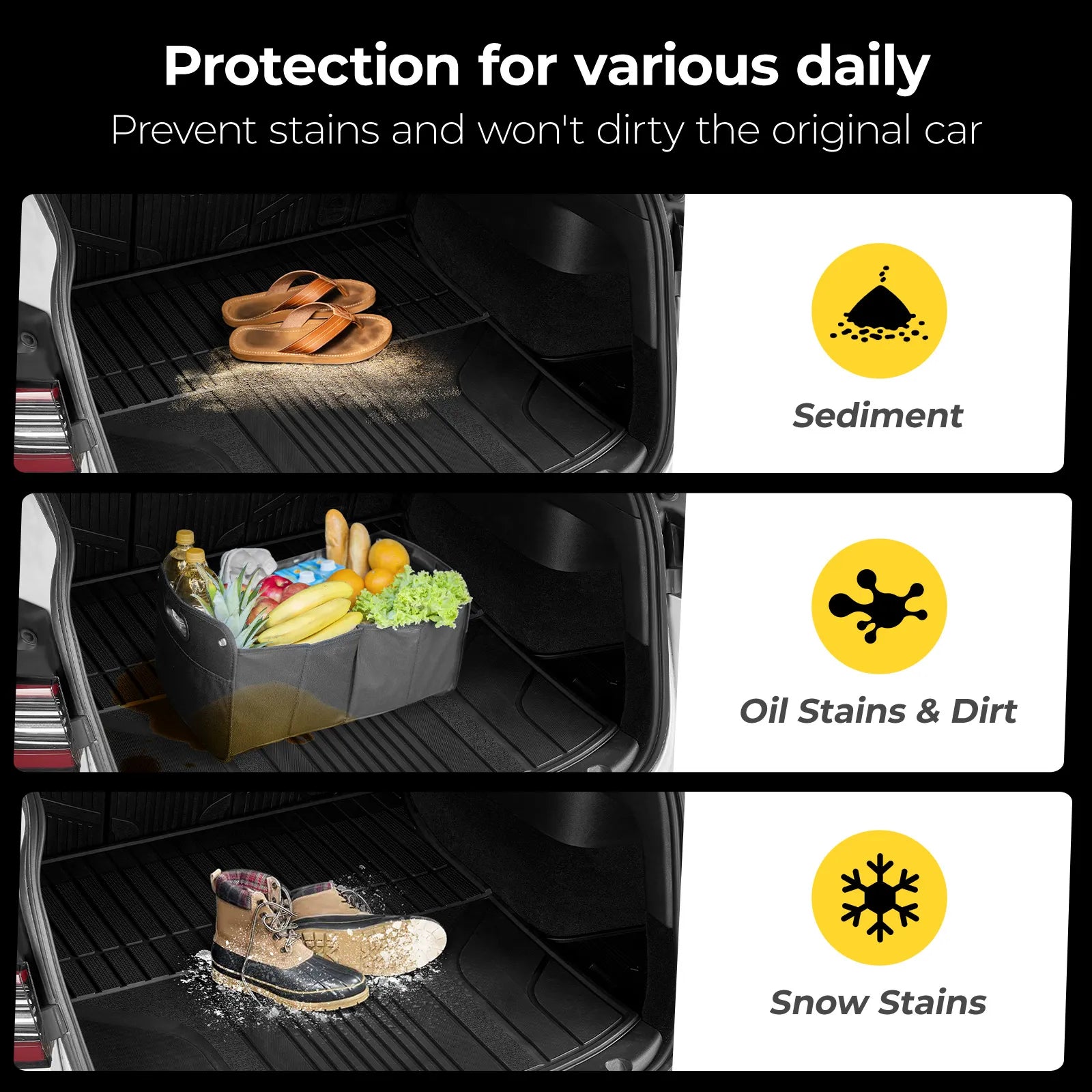3W All-Weather Custom Fit Floor Mats for 2025-2026 Ford Expedition 7 Seats, Odorless TPE Heavy Duty Car Liners, Waterproof Anti-Slip Protection Full Set