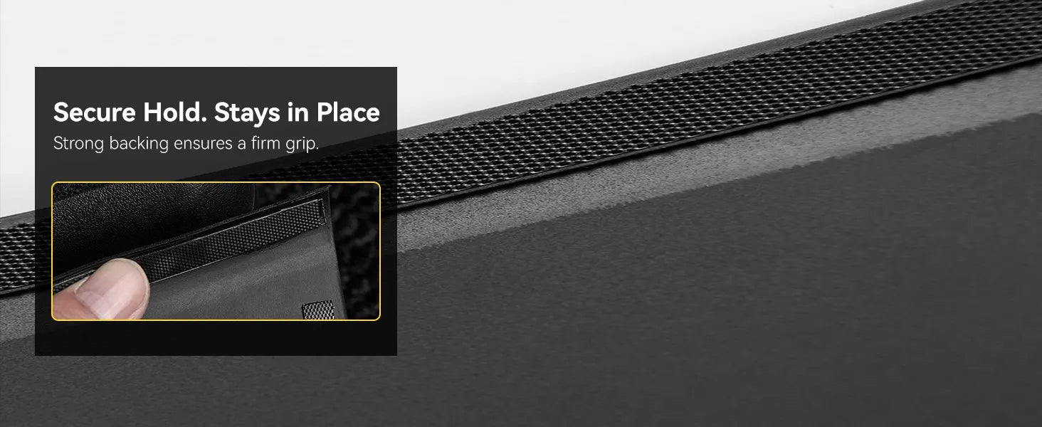 3W custom fit TPE anti-kick seat base corner protectors for 2025-2026 Tesla Model Y Juniper Premium (Long Range) models, showing perfect fit over the flocking area that protects the seat track side edges without blocking tracks.