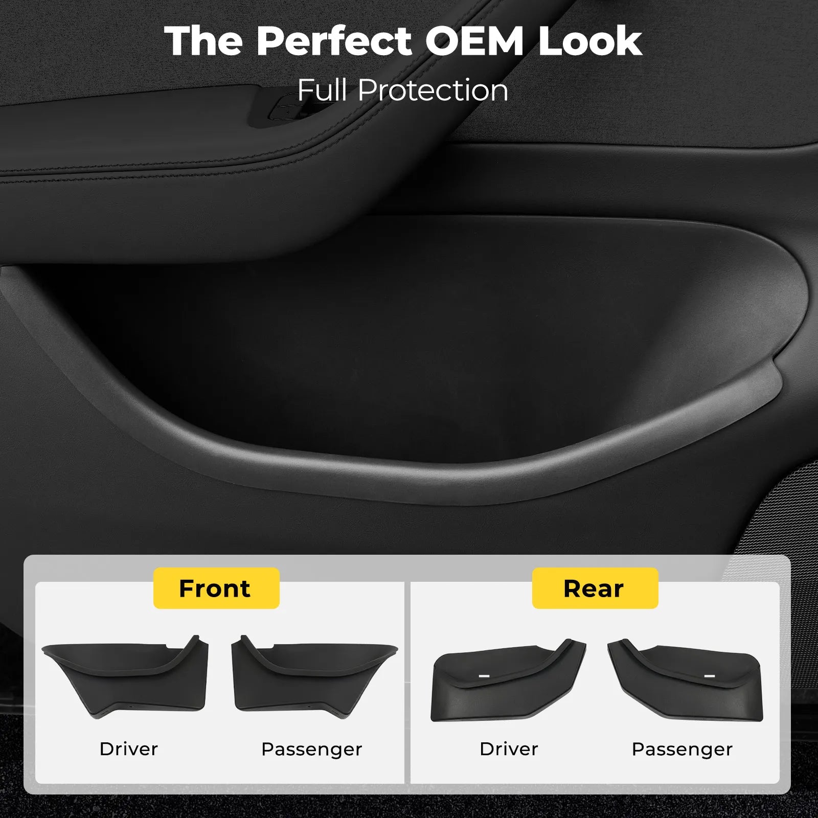 4-piece complete set of 3W door side organizers providing perfect OEM look and full protection for both front and rear driver and passenger doors