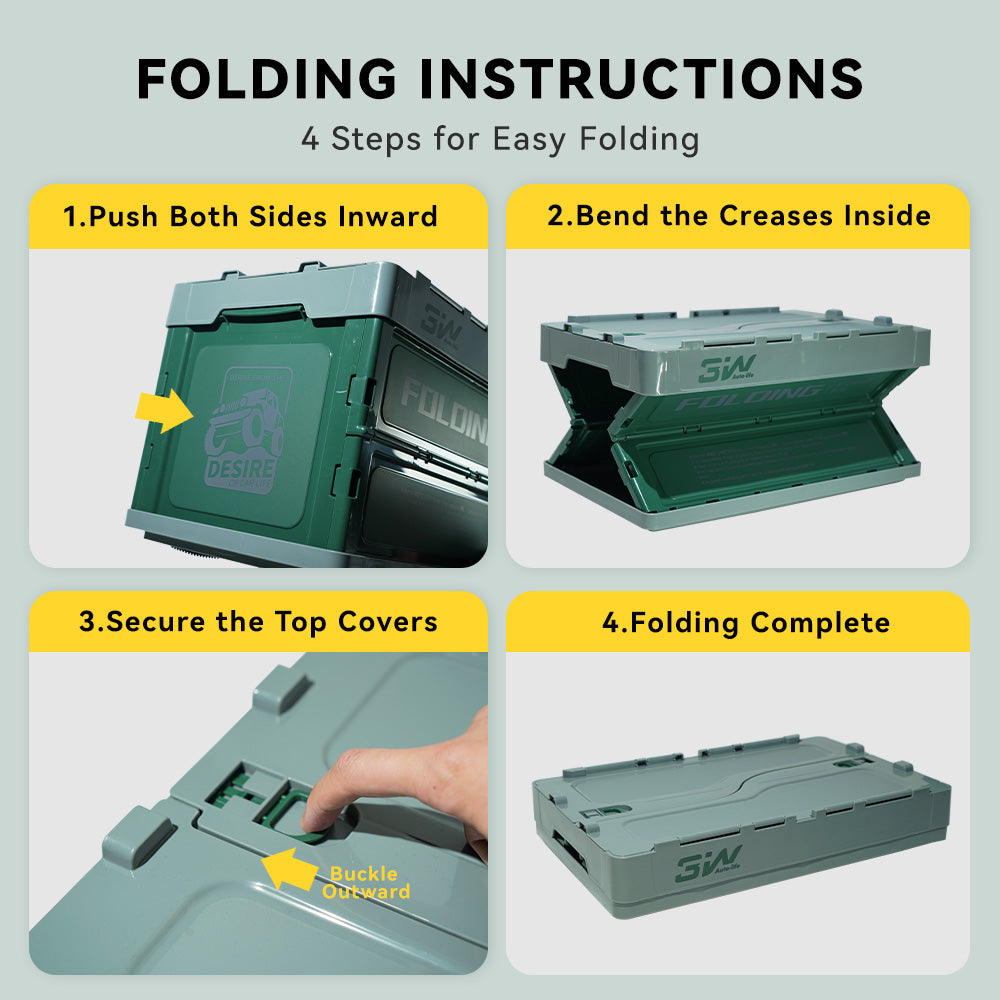 3W 36L Folding Storage Box - Durable, Space-Saving Folding Container  3Wliners   