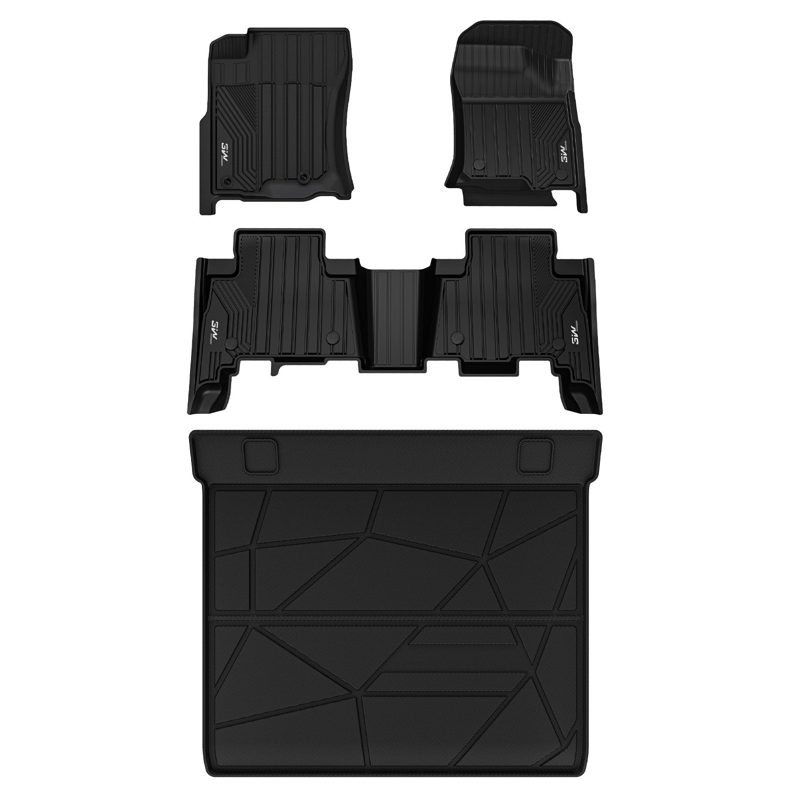 3W LEXUS GX460 2014-2023 (Only for 5 Seats) Custom Floor Mats TPE Material & All-Weather Protection Vehicles & Parts 3Wliners 2014-2023 GX460 2014-2023 1st&2nd Row+Trunk Mat