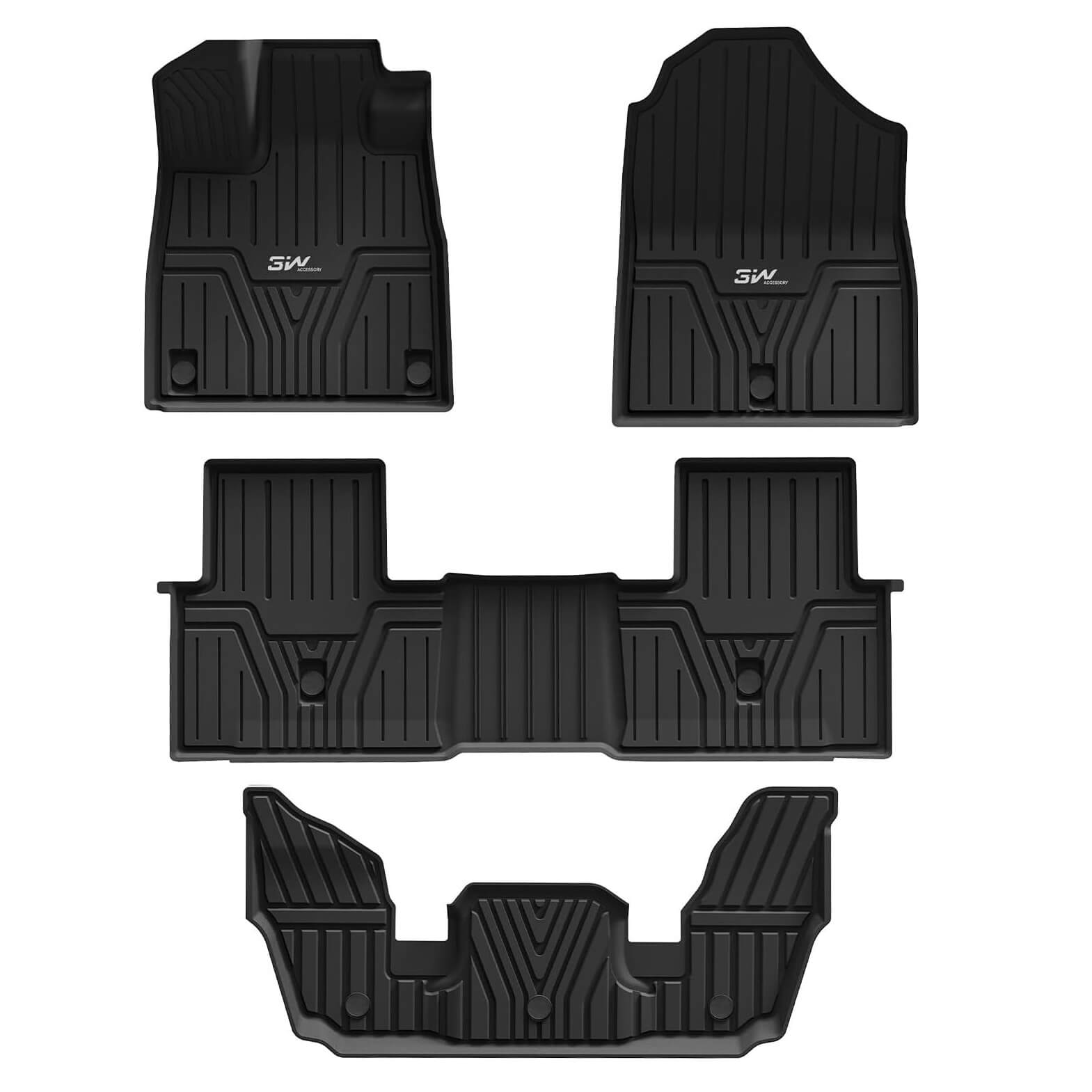 3W Honda Pilot 2023 2024 Custom Floor Mats TPE Material & All-Weather Protection Vehicles & Parts 3Wliners 2023-2024 Pilot 2023-2024 1st&2nd&3nd Row Mats