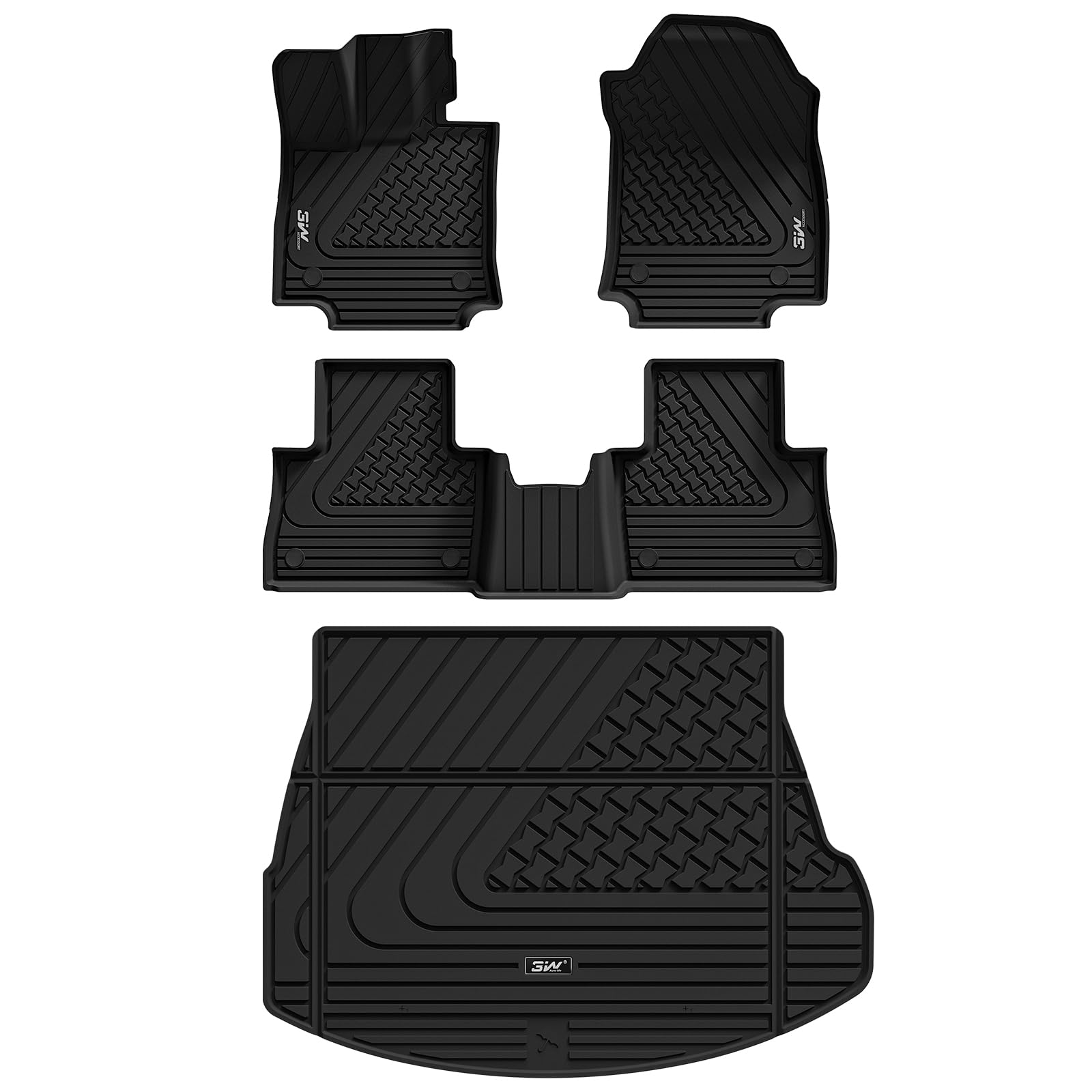 3W LEXUS NX 2022-2024 (Not for Hybrid) Custom Floor Mats TPE Material & All-Weather Protection Vehicles & Parts 3Wliners 2022-2024 NX 2022-2024 1st&2nd Row+Trunk Mat