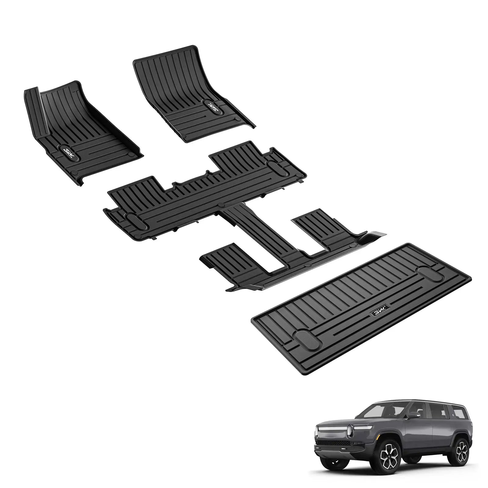 3W Custom Floor Mats for Rivian R1S 2022-2024 TPE Material & All-Weather Protection 3Wliners