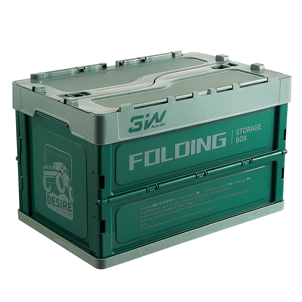 3W 36L Folding Storage Box - Durable, Space-Saving Folding Container  3Wliners Green  