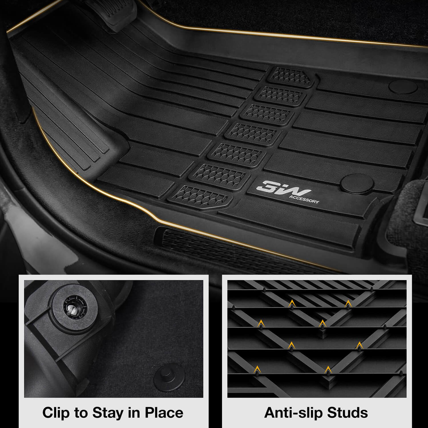 3W Jeep Grand Cherokee L 6 Seat 2021-2024 Custom Floor Mats / Trunk Mat TPE Material & All-Weather Protection Vehicles & Parts 3Wliners   