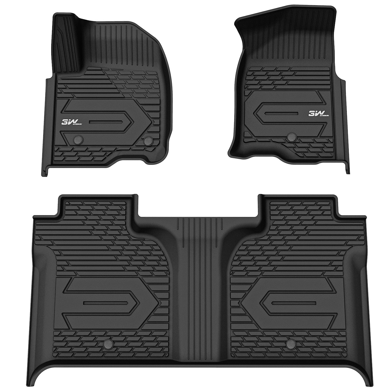 3W Custom Floor Mats 2019-2024 Chevy / Chevrolet Silverado 1500 2500 HD/3500HD Crew Cab TPE Material & All-Weather Protection Vehicles & Parts 3Wliners 2019-2024 Silverado 2019-2024 1st&2nd Row Mats